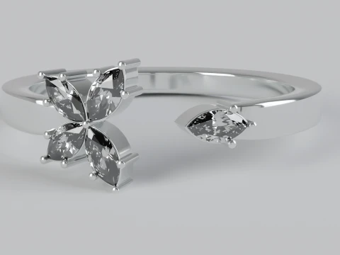 Floral Marquise OPEN Ring Printable Model stl Modelo de impresión 3D