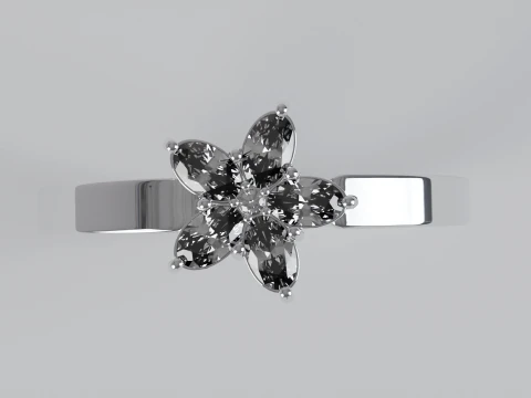 Floral Oval Ring Printable Model STL OBJ 3D Print Model