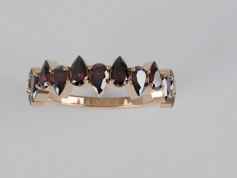Pear Gemstone Ring STL OBJ Modello di stampa 3D
