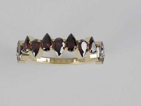 Pear Gemstone Ring STL OBJ Modello di stampa 3D