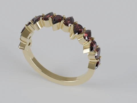 Pear Gemstone Ring STL OBJ Modello di stampa 3D