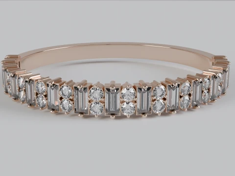 Baguette and Diamond Ring STL OBJ 3D 打印模型