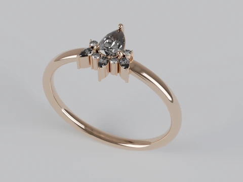 Pear Cut Diamond Floral Engagement Ring 3D Printable Jewelry Model 3D Print Model
