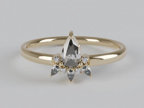 Pear Cut Diamond Floral Engagement Ring 3D Printable Jewelry Model 3D Print Model