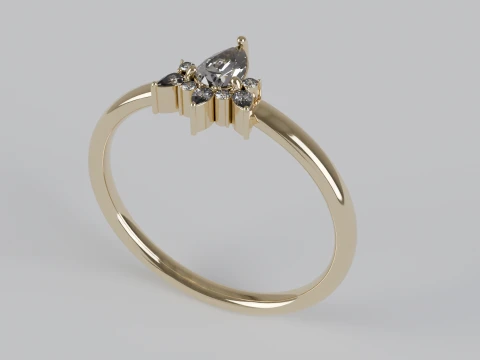 Pear Cut Diamond Floral Engagement Ring 3D Printable Jewelry Model 3D Print Model