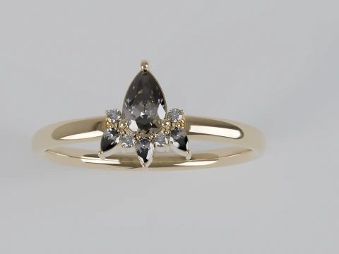 Pear Cut Diamond Floral Engagement Ring 3D Printable Jewelry Model 3D Print Model