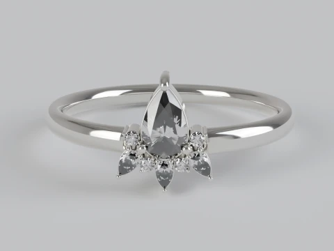 Pear Cut Diamond Floral Engagement Ring 3D Printable Jewelry Model 3D Print Model