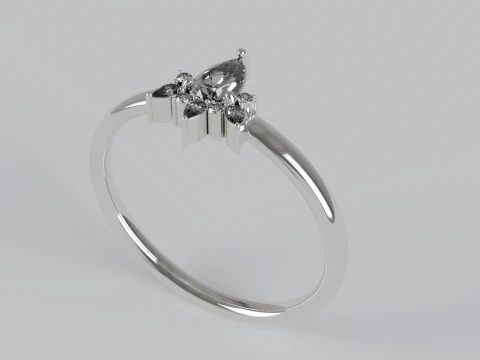 Pear Cut Diamond Floral Engagement Ring 3D Printable Jewelry Model 3D Print Model