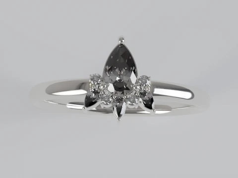 Pear Cut Diamond Floral Engagement Ring 3D Printable Jewelry Model 3D Print Model