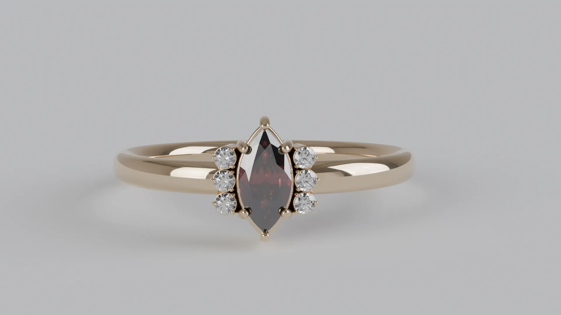 Marquise and Diamond Side Stone Ring 3D Print Model .c4d .max .obj .3ds .fbx .stl .blend 