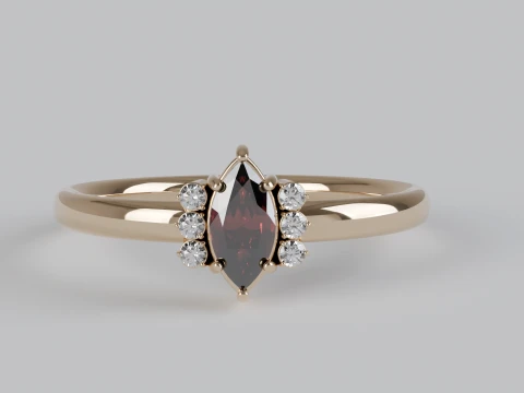 Marquise and Diamond Side Stone Ring 3D Принт Модель