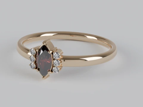 Marquise and Diamond Side Stone Ring 3D Print Model