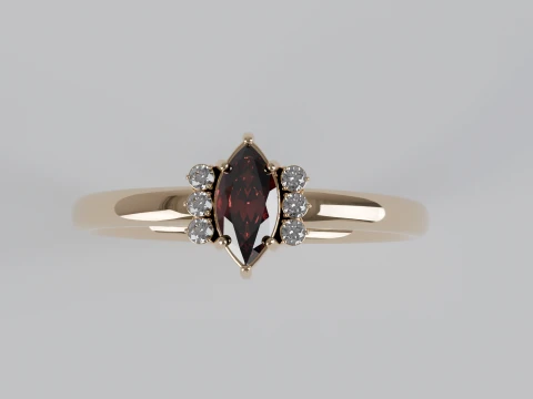 Marquise and Diamond Side Stone Ring 3D Print Model