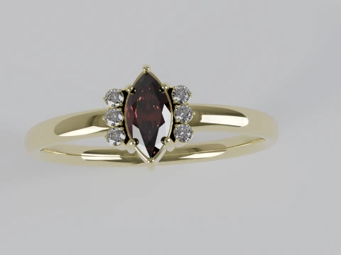 Marquise and Diamond Side Stone Ring 3D Print Model