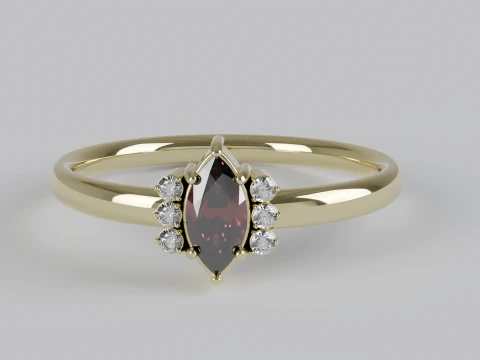 Marquise and Diamond Side Stone Ring 3D Print Model
