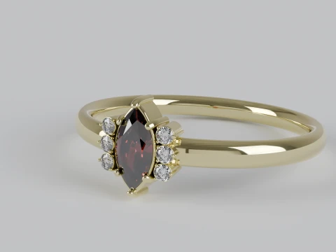 Marquise and Diamond Side Stone Ring 3D Print Model