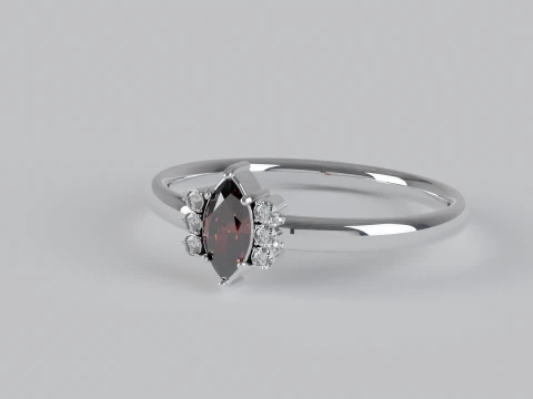 Marquise and Diamond Side Stone Ring 3D Print Model