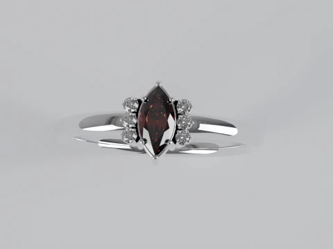 Marquise and Diamond Side Stone Ring 3D Print Model