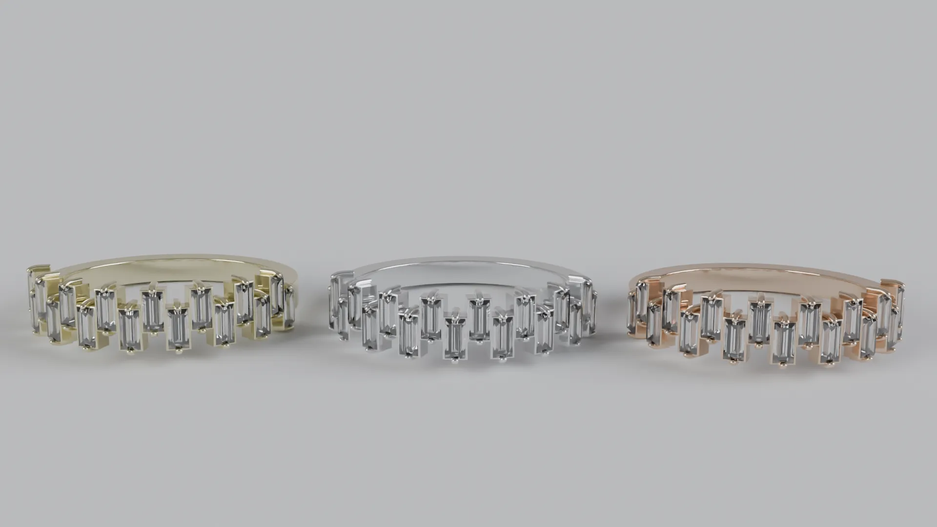 Baguette Diamond Eternity Band Ring 3D Print Model .c4d .max .obj .3ds .fbx .stl .blend 