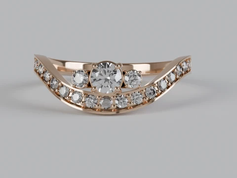 Curved Band Three Stone Engagement Ring 3D Print Model