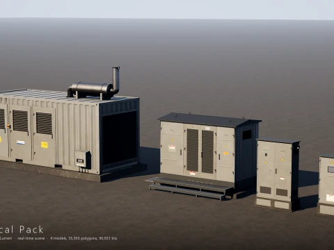 Electrical Utility Transformer Box Pack 3D Model