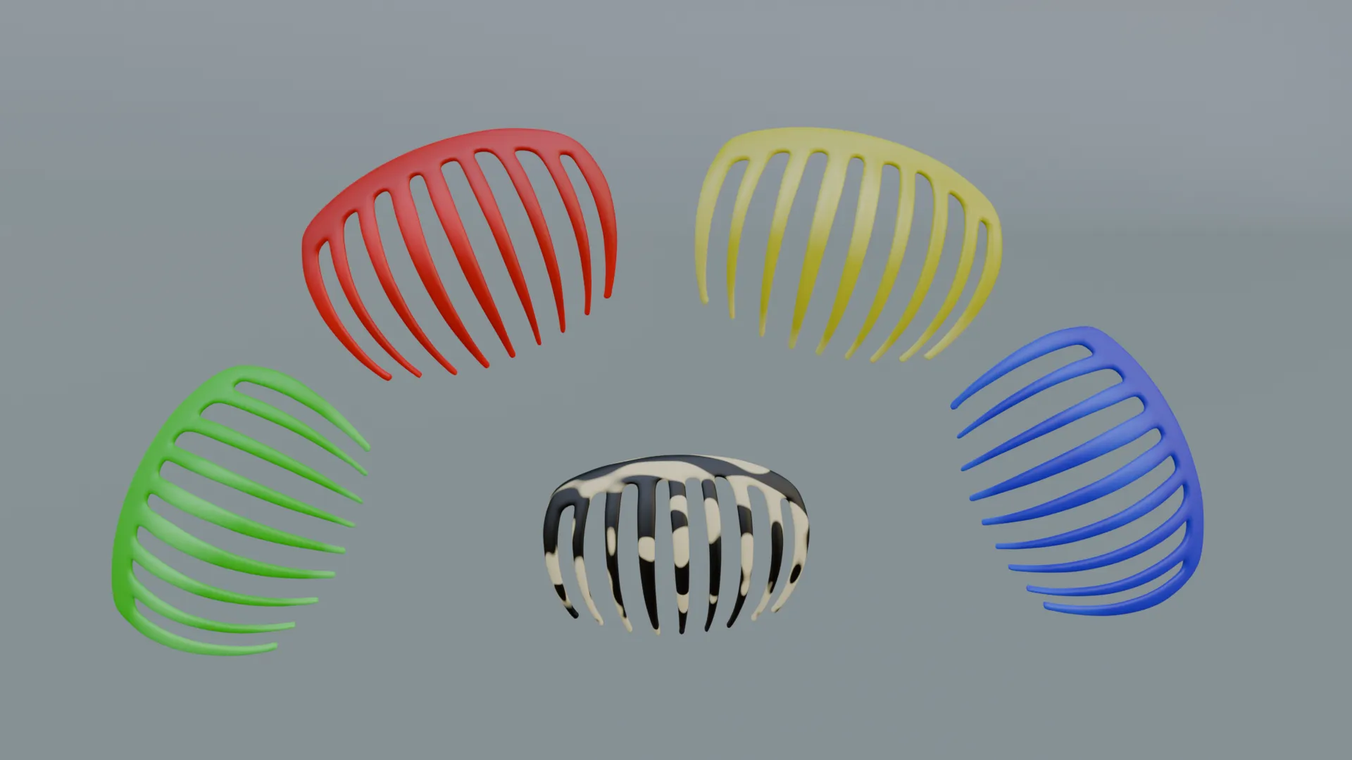 Curved Hair Comb 3D Model .c4d .max .obj .3ds .fbx .stl .blend 