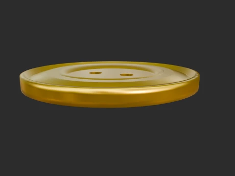 Golden Button 2 Holes 3D Model