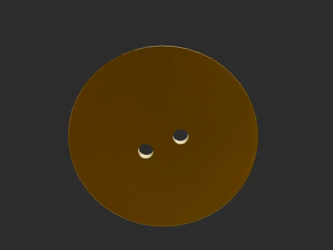 Golden Button 2 Holes 3D Model