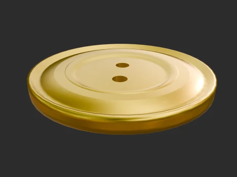 Golden Button 2 Holes 3D Model