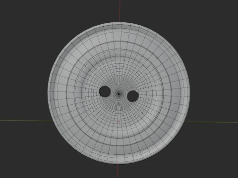 Green Button 2 Holes 3D Model