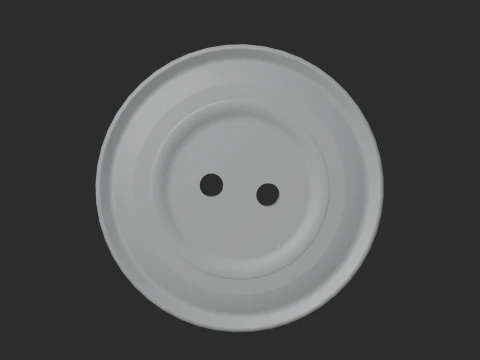Green Button 2 Holes 3D Model