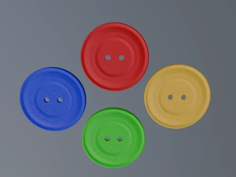 Ensemble de boutons 4 couleurs à 2 trous Modèle 3D