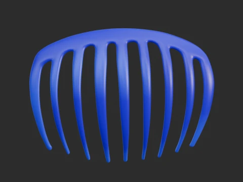 Curved Blue Hair Comb 3D Model