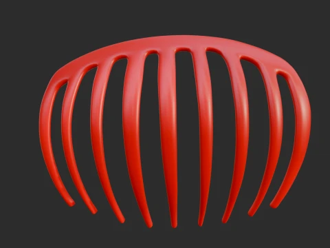 Curved Red Hair Comb 3D Model