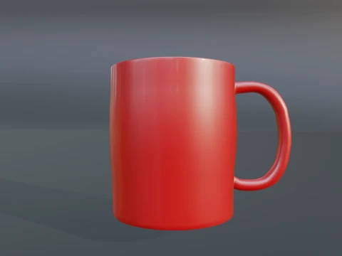 Red Ceramic Mug Game Ready 3D Model
