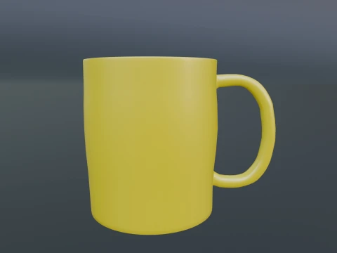 Yellow Ceramic Mug Game Ready Modelo 3D