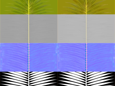 Palms Lowpoly Set 01 PBR with 5 LODs 3D Model