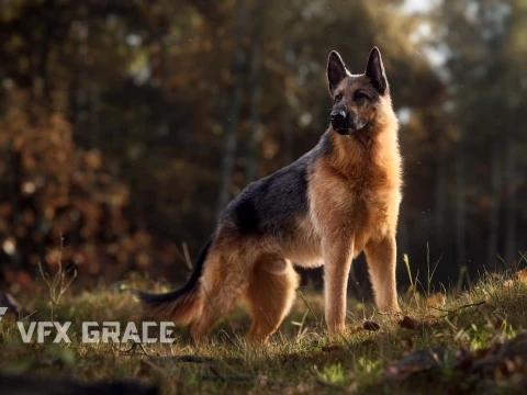 Realistic German Shepherd Rigged Animated Modello 3D