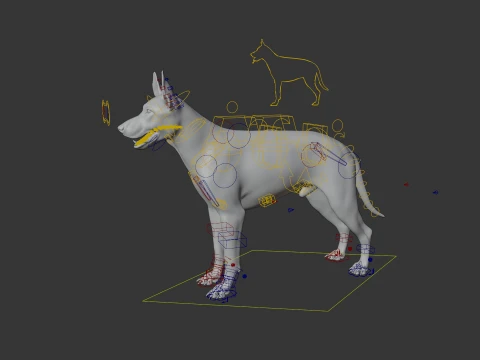 Realistic German Shepherd Rigged Animated 3D Model