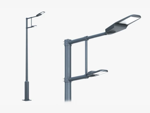 Modern Dual-Arm Street Light Pole 3D Model