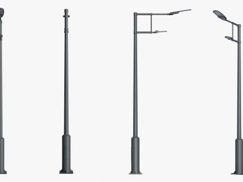 Modern Dual-Arm Street Light Pole 3D Model