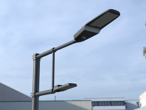 Modern Dual-Arm Street Light Pole 3D Model