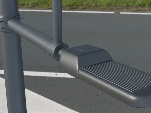 Modern Dual-Arm Street Light Pole 3D Model