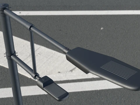 Modern Dual-Arm Street Light Pole 3D Model
