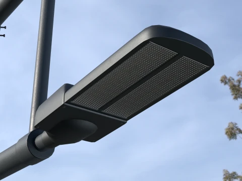 Modern Dual-Arm Street Light Pole 3D Model