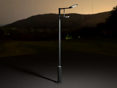 Modern Dual-Arm Street Light Pole 3D Model