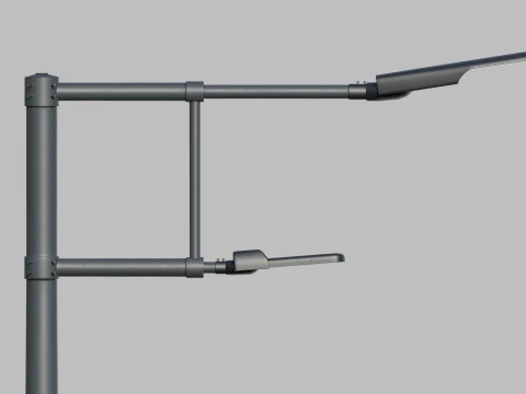 Modern Dual-Arm Street Light Pole 3D Model