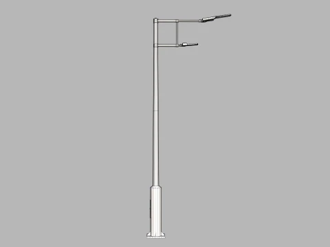 Modern Dual-Arm Street Light Pole 3D Model
