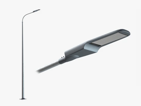 Tiang Lampu Jalan LED Modern Model 3D