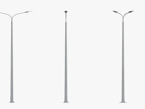 Double Arm LED Road Lighting Pole 3D Model
